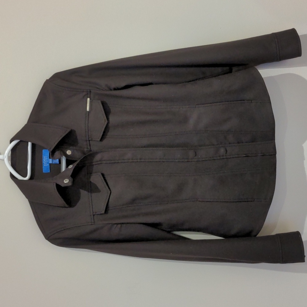 Escada Sport Chocolate Brown Long Sleeve Shirt Blouse Shacket Top Size 34